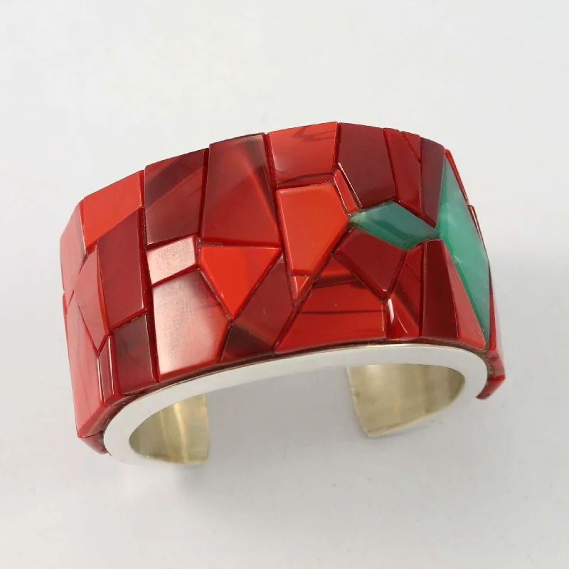 women's vintage bangles -Rosarita and Chrysoprase Cuff