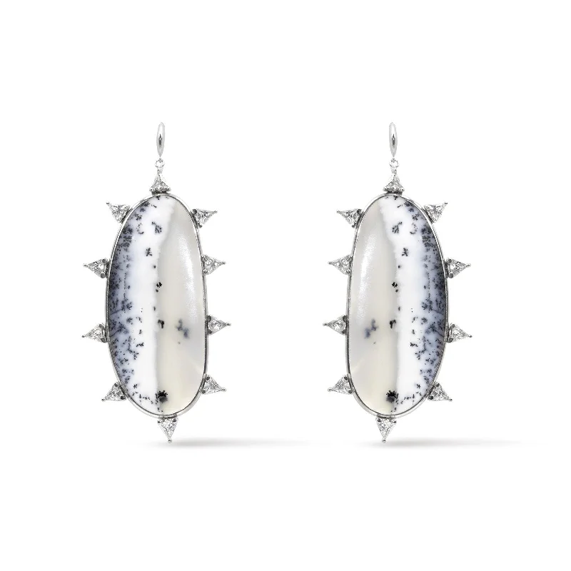 women's diamond earrings -Starburst Dendritic Opal Earrings