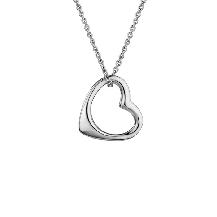 women's minimalist gold necklaces -Mountz Collection Floating Heart Necklace in Sterling Silver