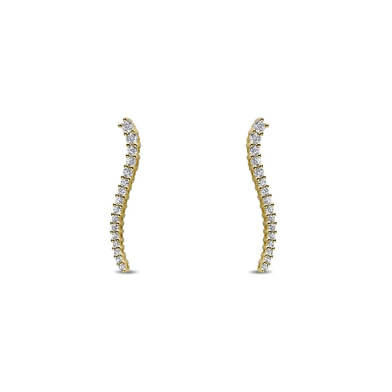 women's crystal hoop earrings -Curved Pave Bar Earrings