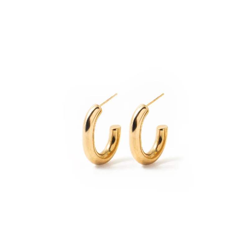 women's ear cuffs -Gold Pipe Hoops