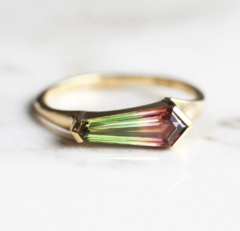 women's birthday necklaces -Gianna Shield Kite Watermelon Tourmaline Ring