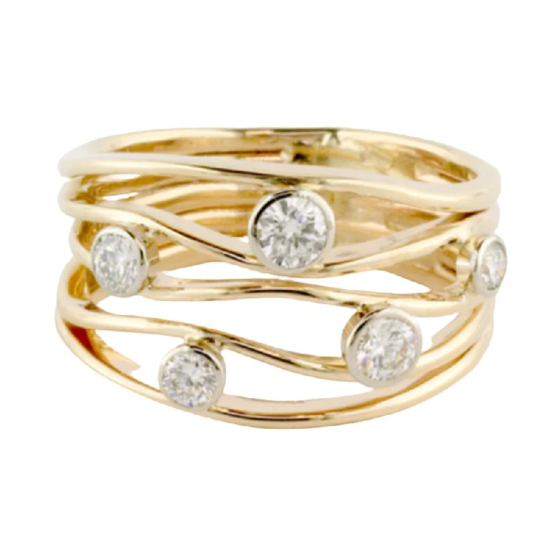 women's personalized rings -14k Diamond 5 Stone River Ring