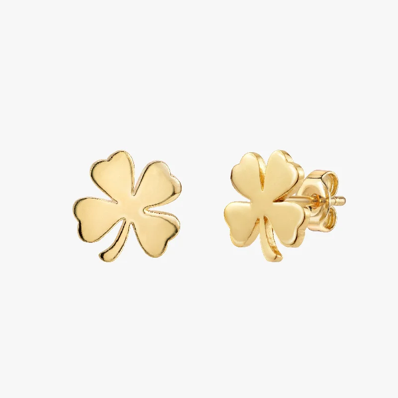 women's gemstone earrings -Shamrock Clover Stud Earrings