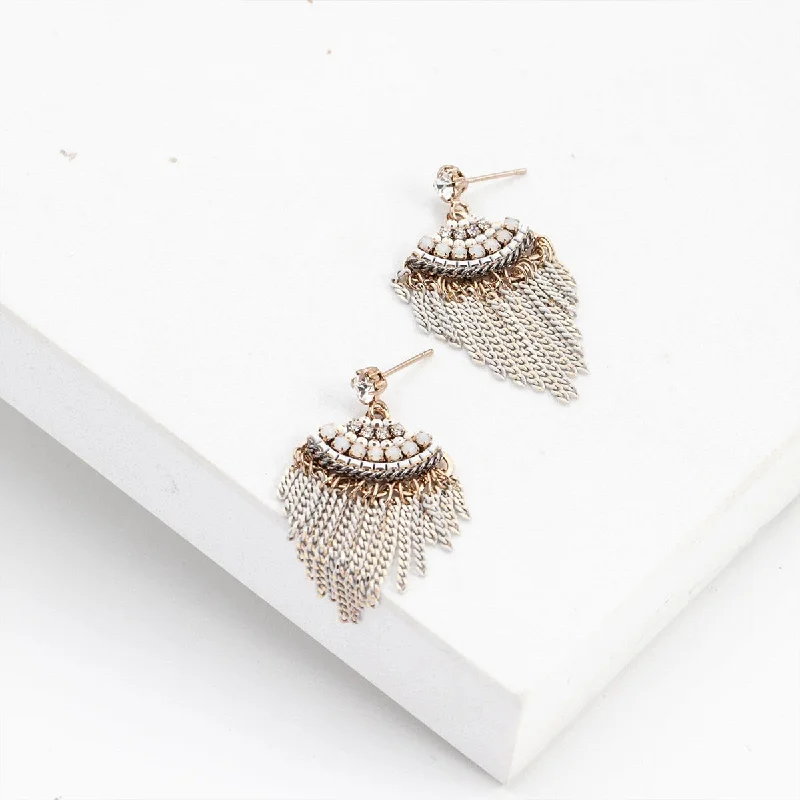 women's silver earrings -Gold Juliette Fan Fringe Earrings