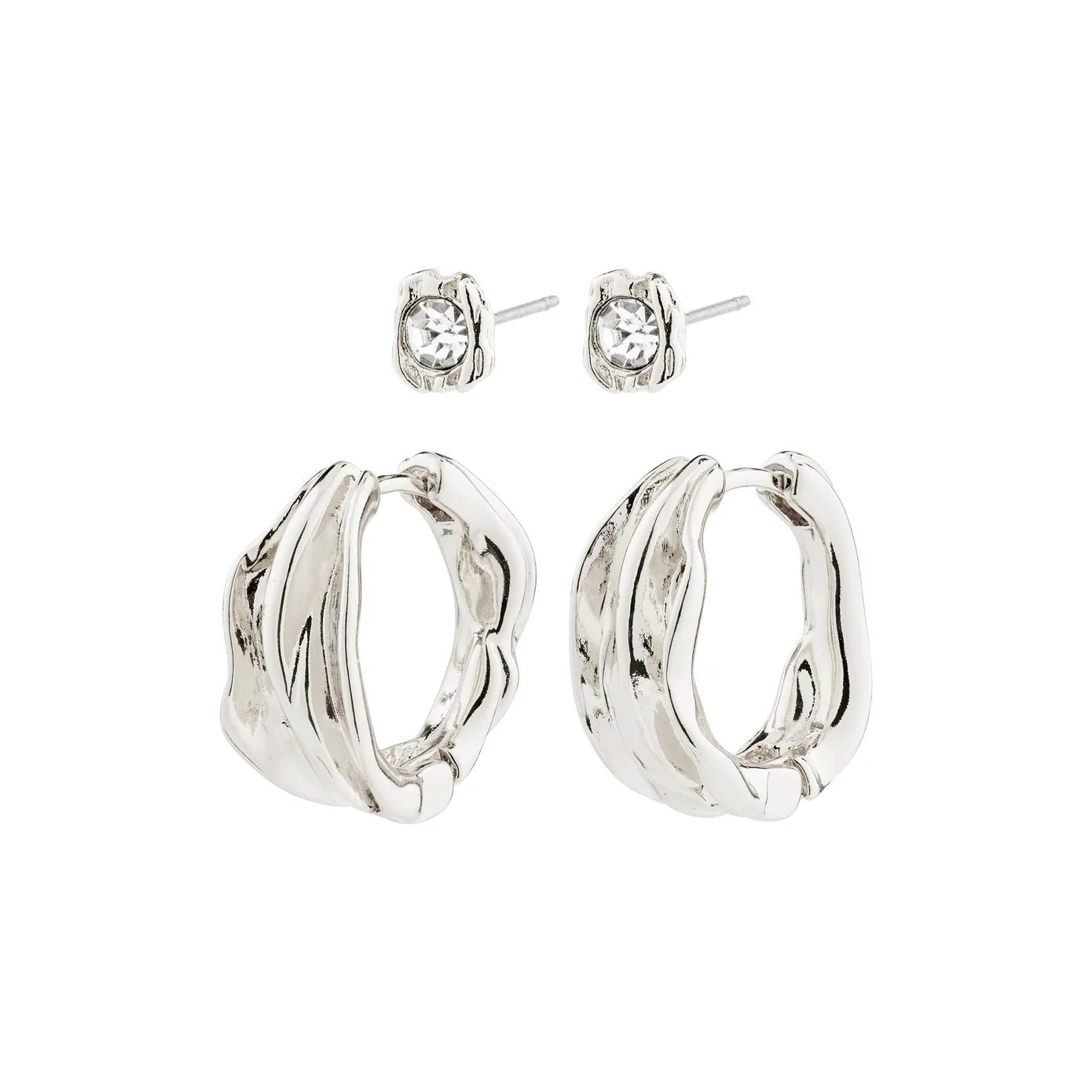 women's luxury stud earrings -Feel Silver Plated Earring Set