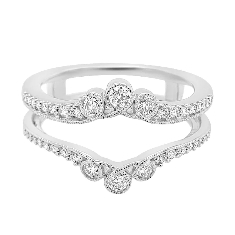 women's ring for gift -Diamond Tiara Ring Guard with Milgrain