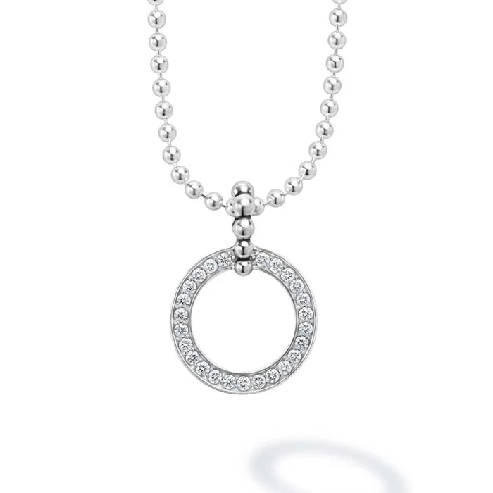 women's creative necklaces -LAGOS Circle Diamond Pendant Necklace in Sterling Silver