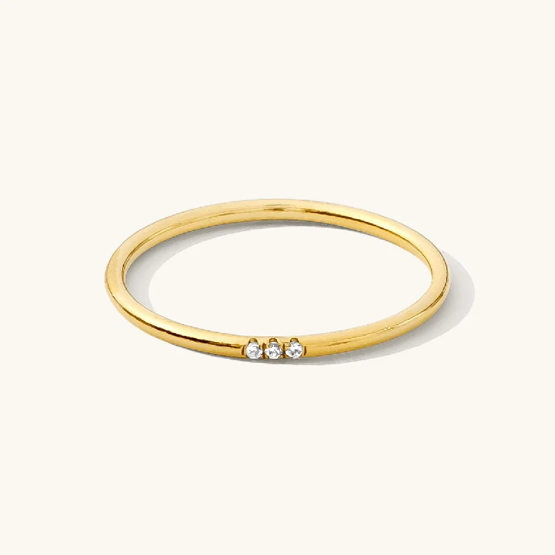 women's designer necklaces -Triple Pavé CZ Stacking Ring