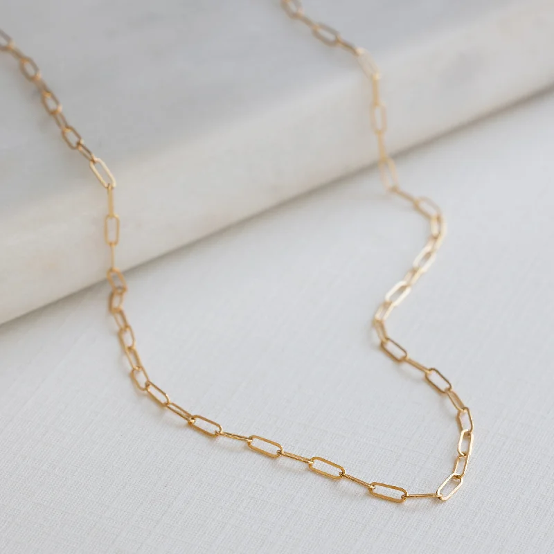 women's pendant chain necklaces -The Drawn Cable Link Chain Necklace | 14K Yellow Gold