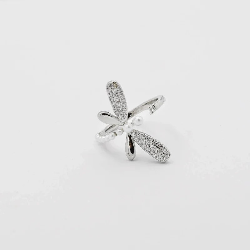 women's colorful gemstone rings -Dragonfly Silver Ring P11