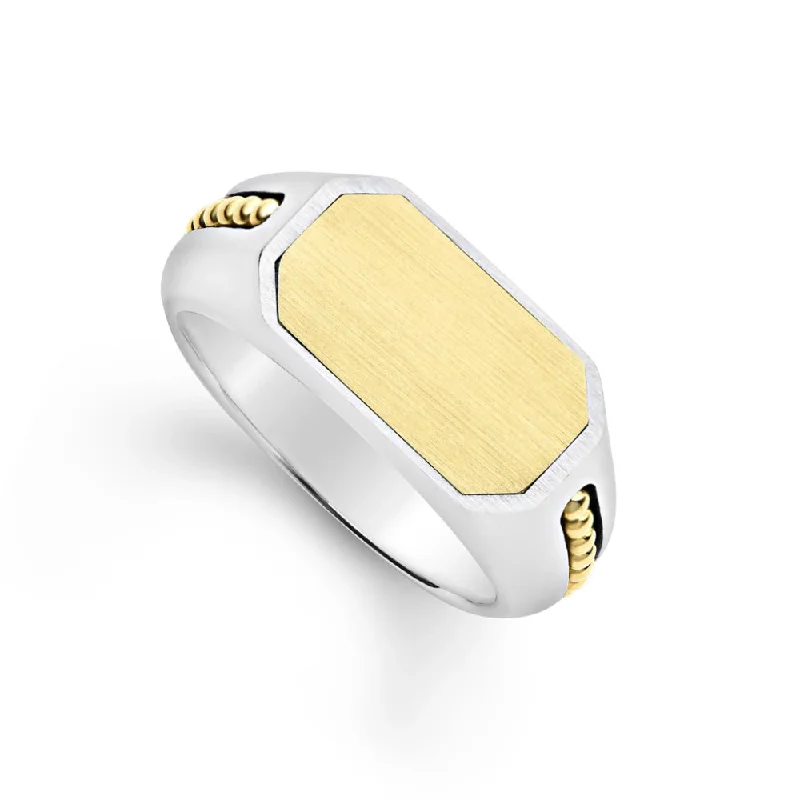 women's twisted gold rings -Lagos Anthem Two-Tone Octagon Ring