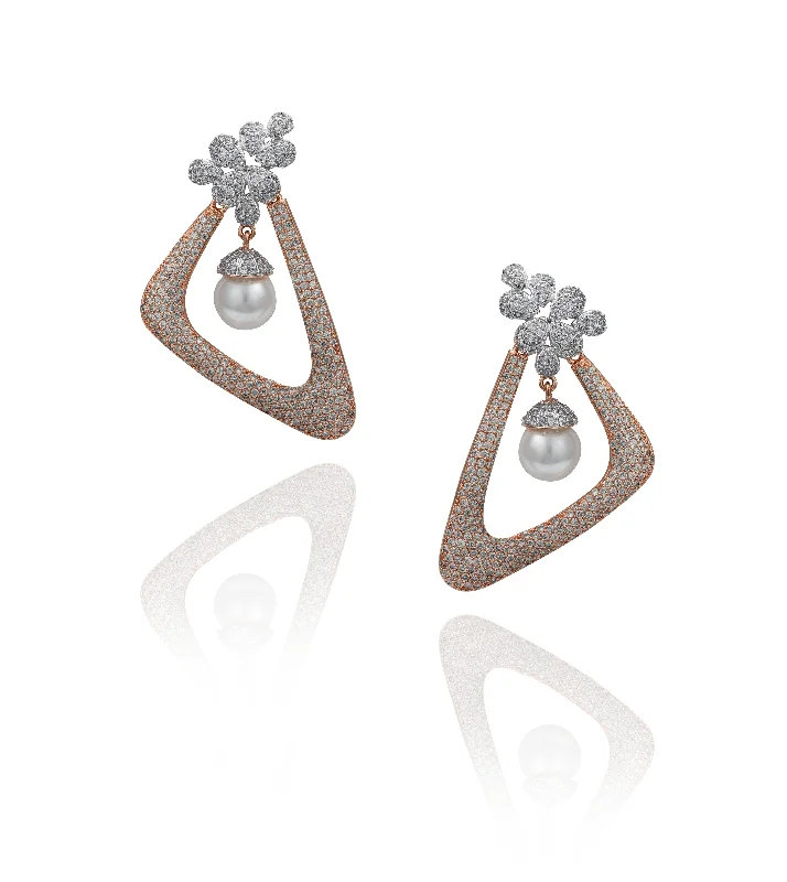 women's modern silver earrings -LOLA EARRINGS ROSE GOLD