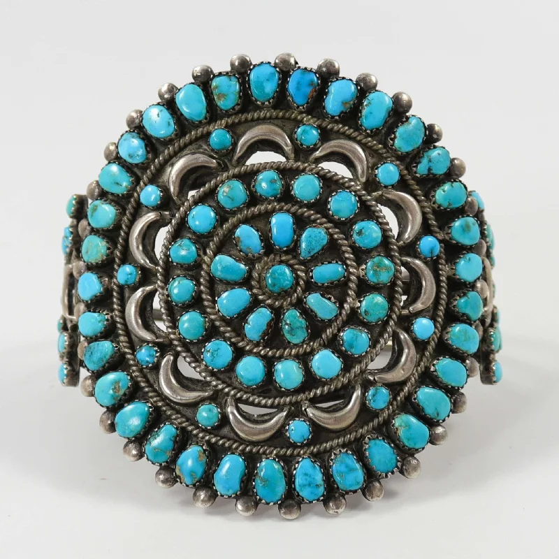 women's luxury bangles -1940s Turquoise Cluster Cuff