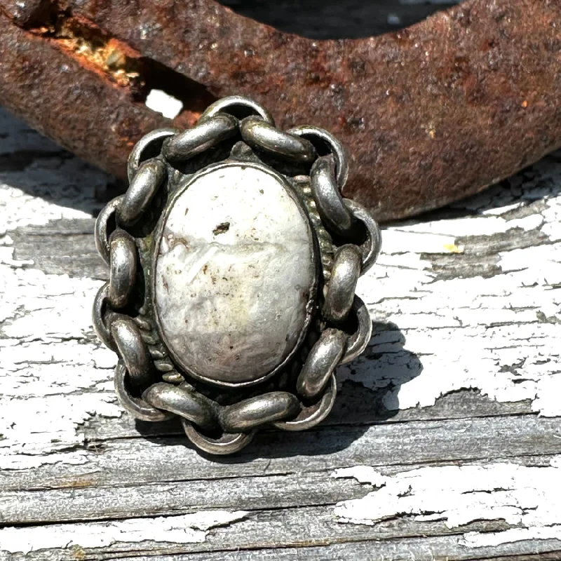 women's celestial rings -Vintage Navajo Sterling Silver White Buffalo Ring 6.5