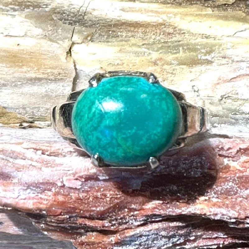 women's wedding ring sets -Vintage 1950 Sterling Silver Turquoise Ring