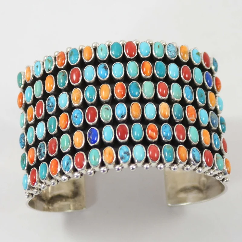 women's eco-friendly bracelets -Multi-Stone Row Cuff