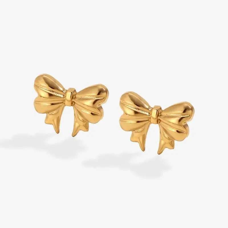 women's dangling earrings -18k Gold Bow Earrings – Women's Jewellery for Parties and Everyday Wear