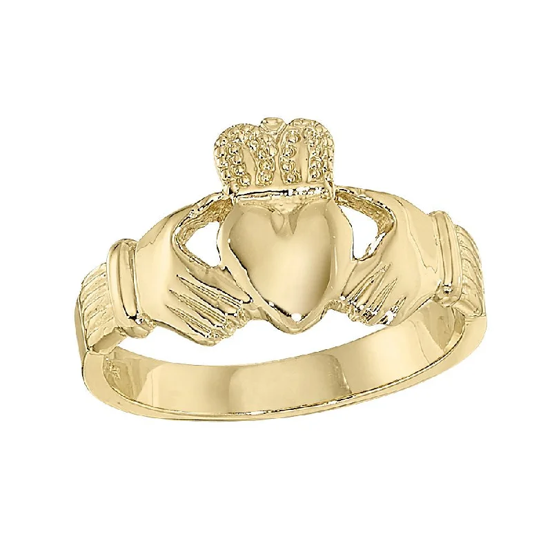 women's custom rings -Men's 14k Yellow Gold Extra Heavy Claddagh Ring