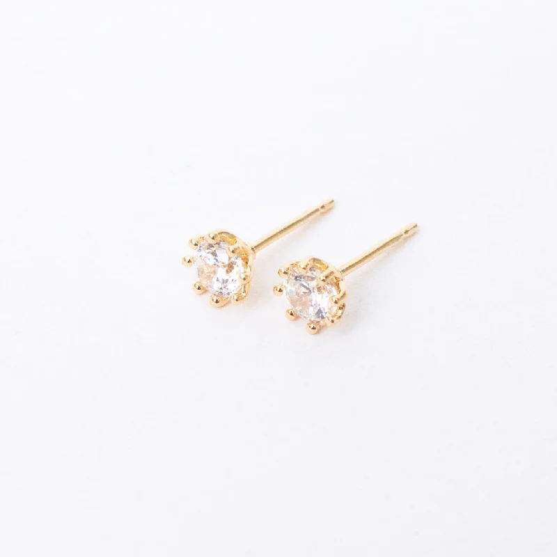 women's flower-shaped earrings -Gold Vermeil 8 Prong Claw Set Cubic Studs