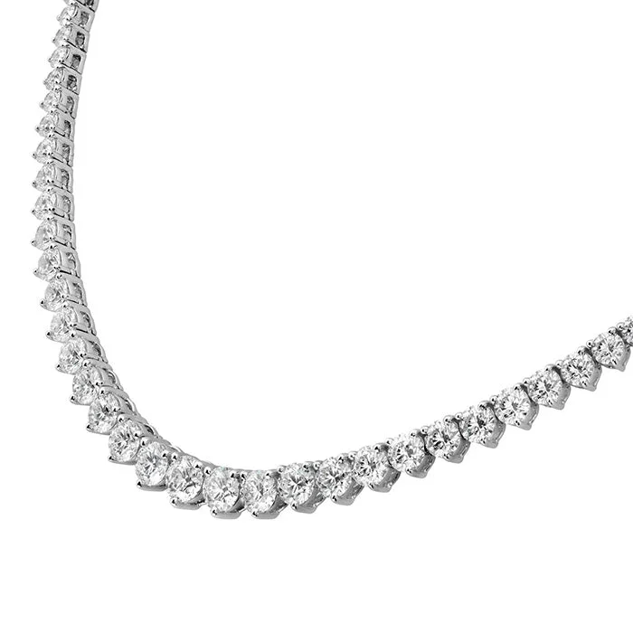 women's diamond necklaces -Hearts On Fire Signature Graduated Diamond Line Necklace in 18K White Gold