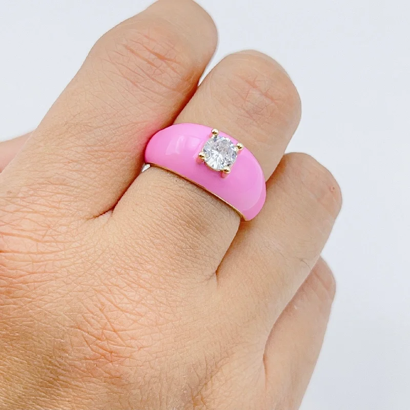 women's birthstone rings -Clouds Pink Ring One Size P13