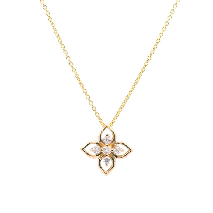 women's flower-shaped necklaces -Mountz Collection Diamond Flower Pendant Necklace in 14K Yellow Gold