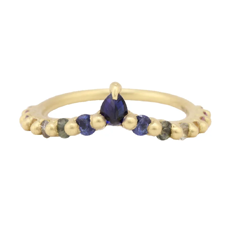 women's infinity rings -Danube Blue Rainbow Petal Ring