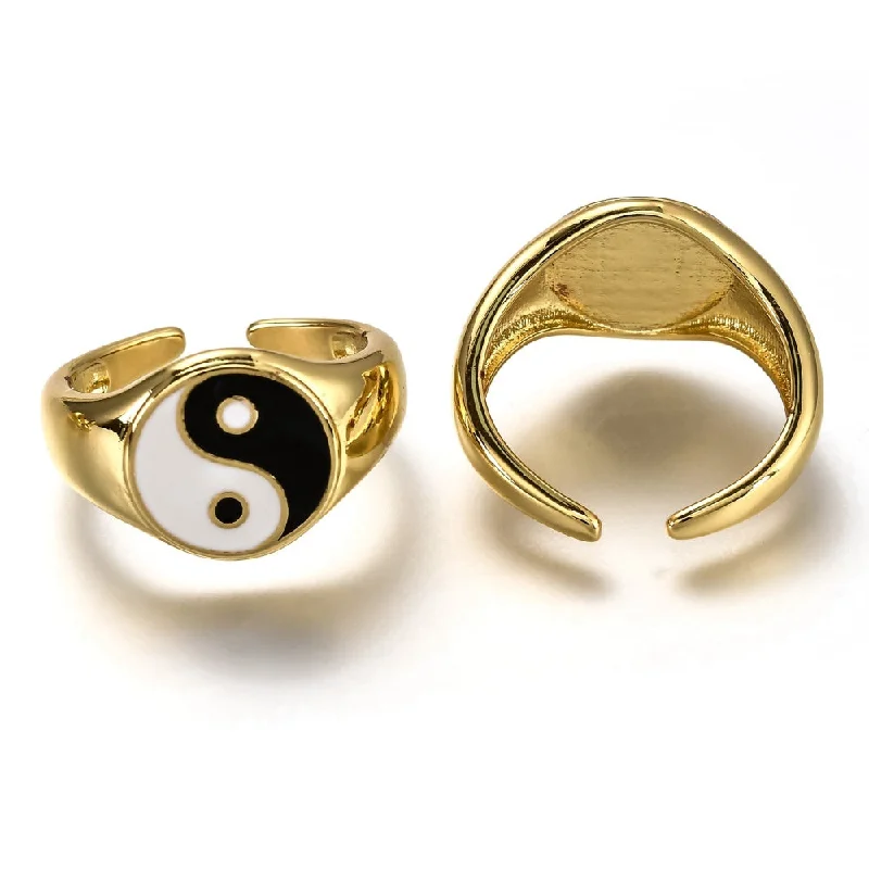 women's unique rings for her -Midnight Black Ying Yang Ring