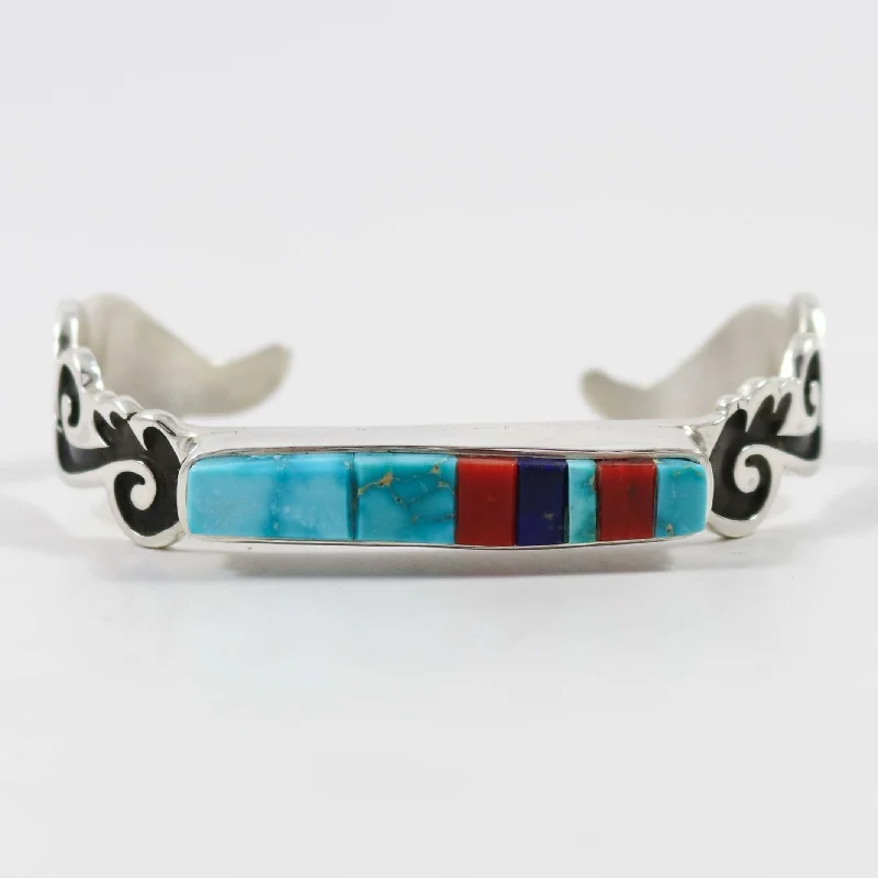 women's silver charm bracelets -Multi-Stone Inlay Cuff