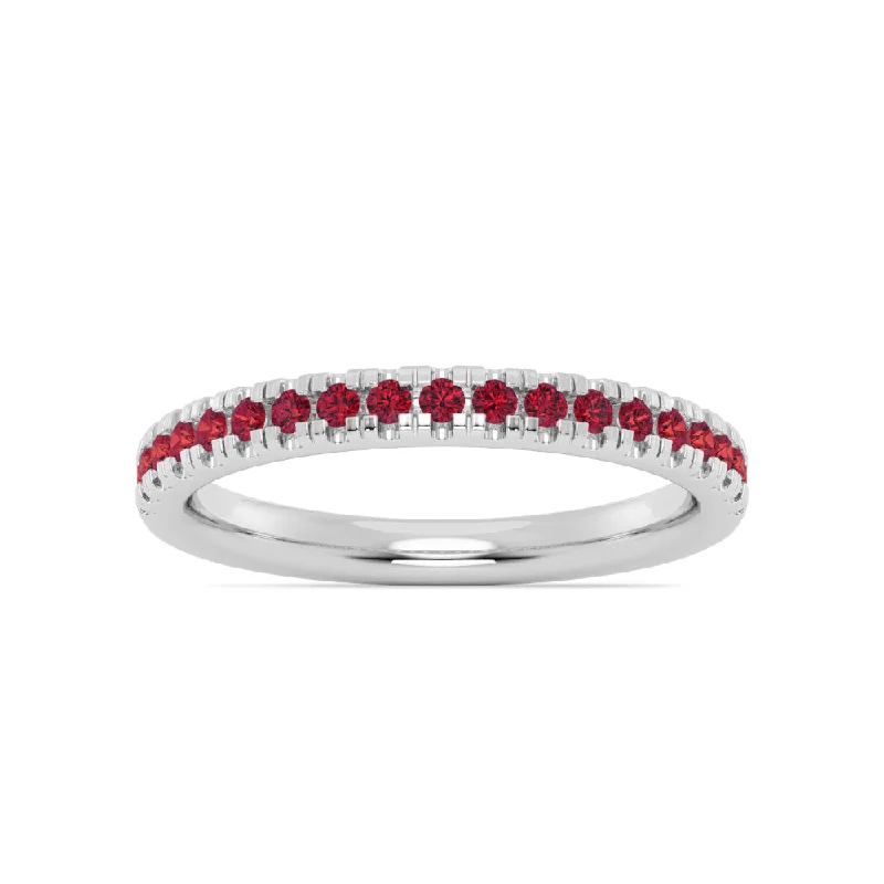 women's silver stackable rings -Smyth Jewelers Stackable Pavé Garnet Ring