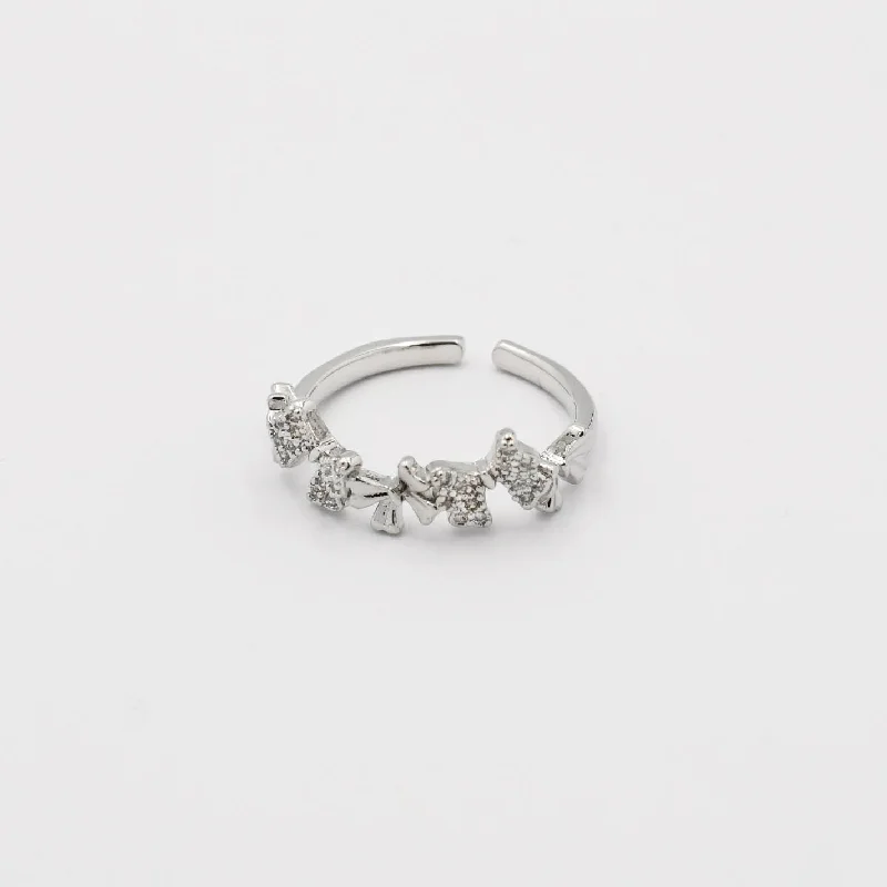 women's statement cocktail rings -Multi Bow Ring Silver P1