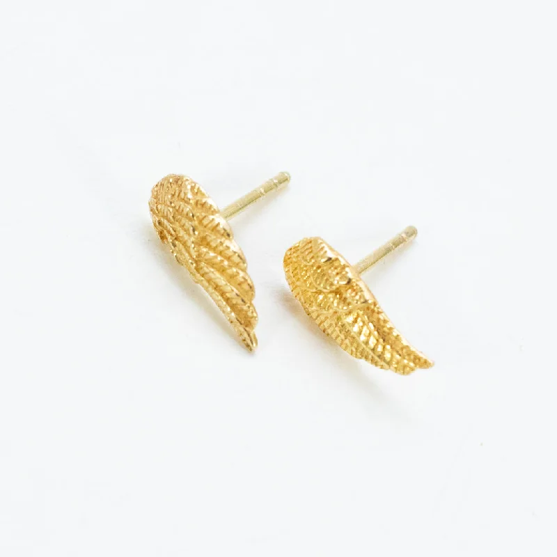 women's feather earrings -Gold Vermeil Wing Studs