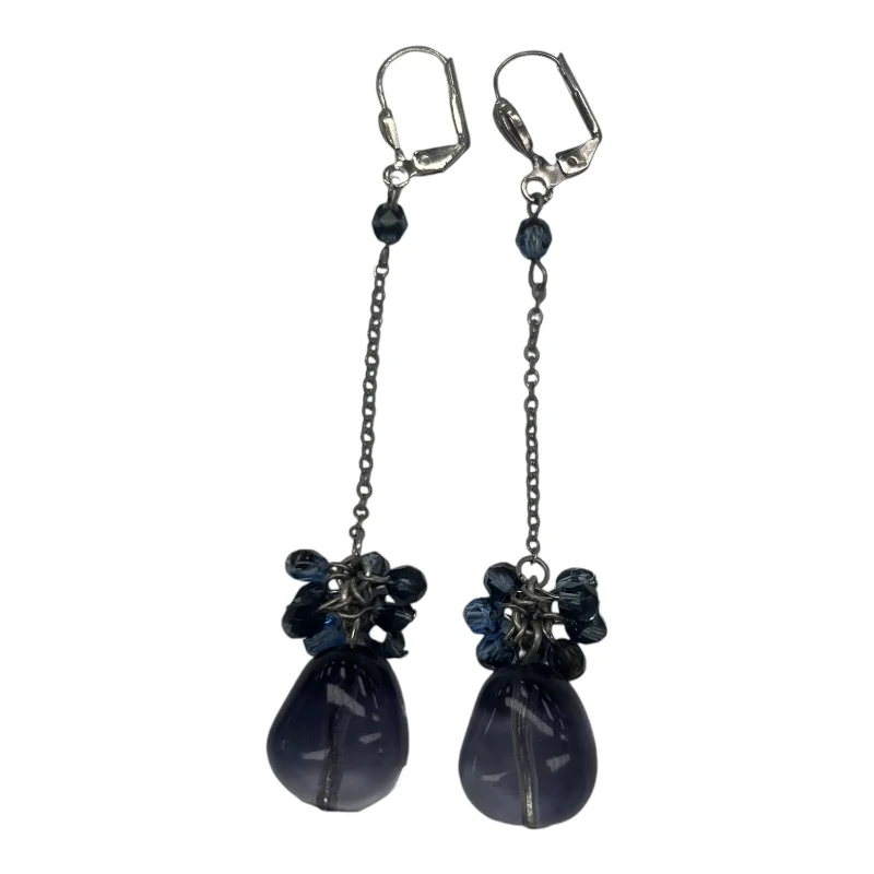 women's flower-shaped earrings -Earrings Dangle/Drop By Clothes Mentor In Blue