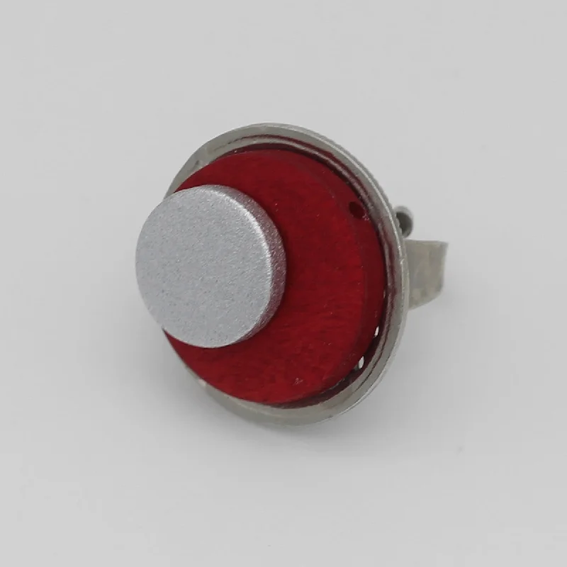 women's custom wedding rings -Red Stacked Luna Ring