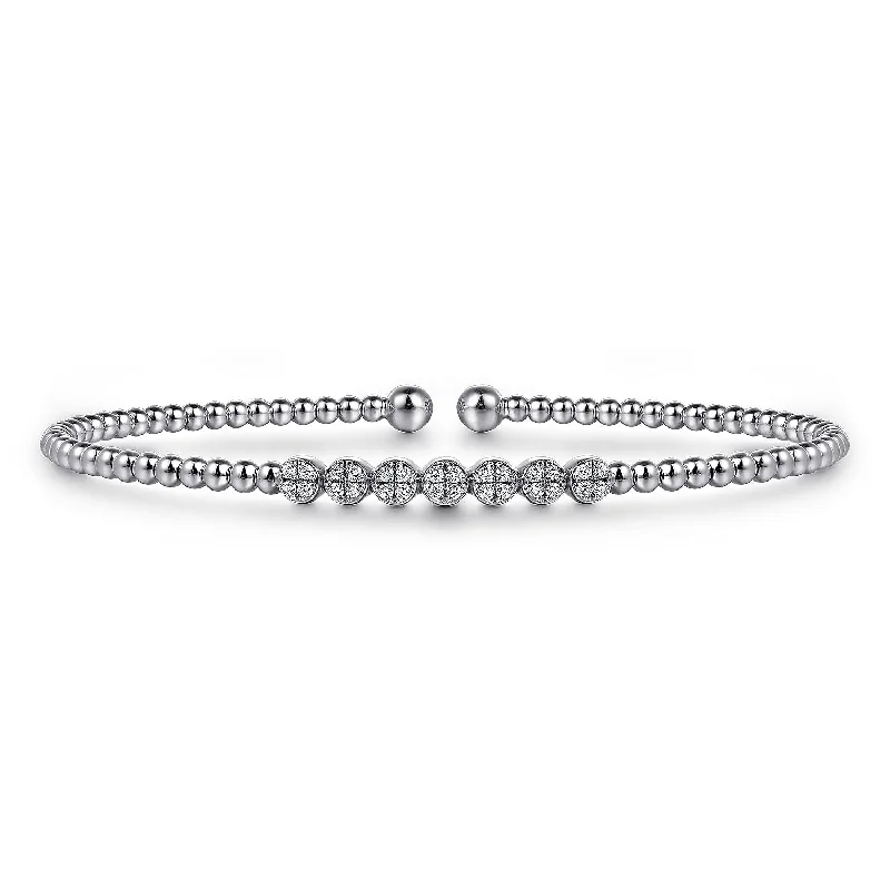 women's delicate bangles -Gabriel & Co. 14K White Gold Diamond Bangle