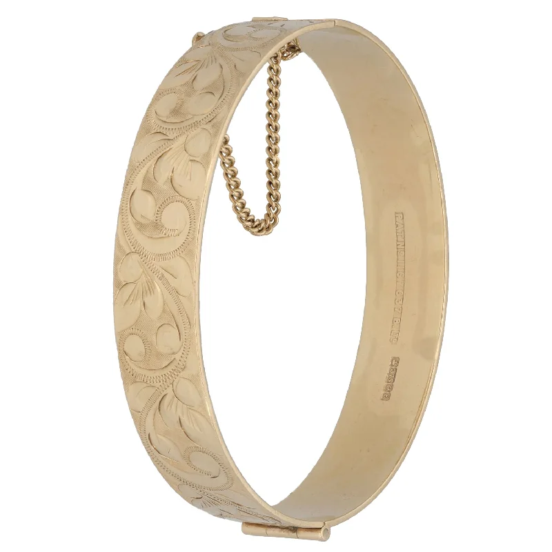 women's engraved gold bangles -9ct Gold Hinged/Clasp Bangle