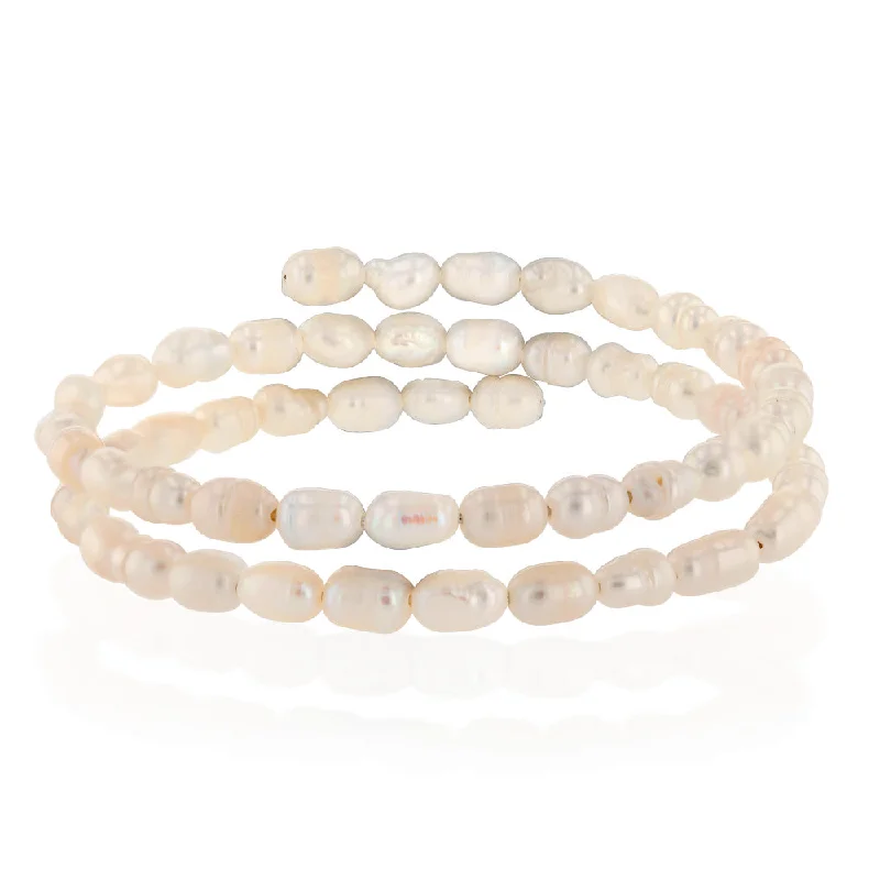 women's mixed metal bracelets -Freshwater Pearl Bangle