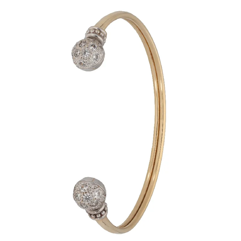 women's luxury gemstone bracelets -9ct Gold Cubic Zirconia Torque Bangle