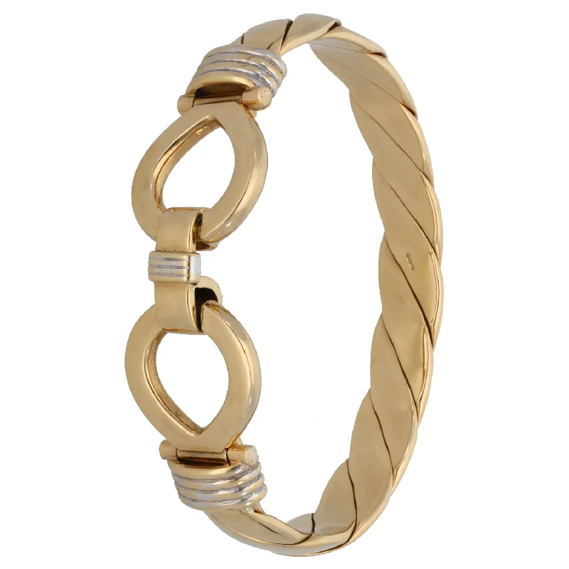 women's thin bangles -9ct Bicolour Gold Hinged/Clasp Bangle